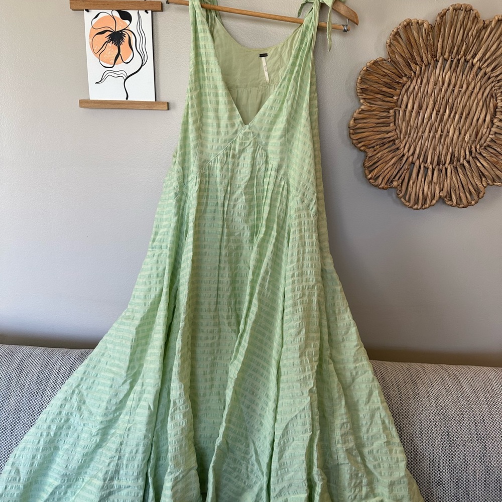 Free People Green Dress with Handkerchief Hem